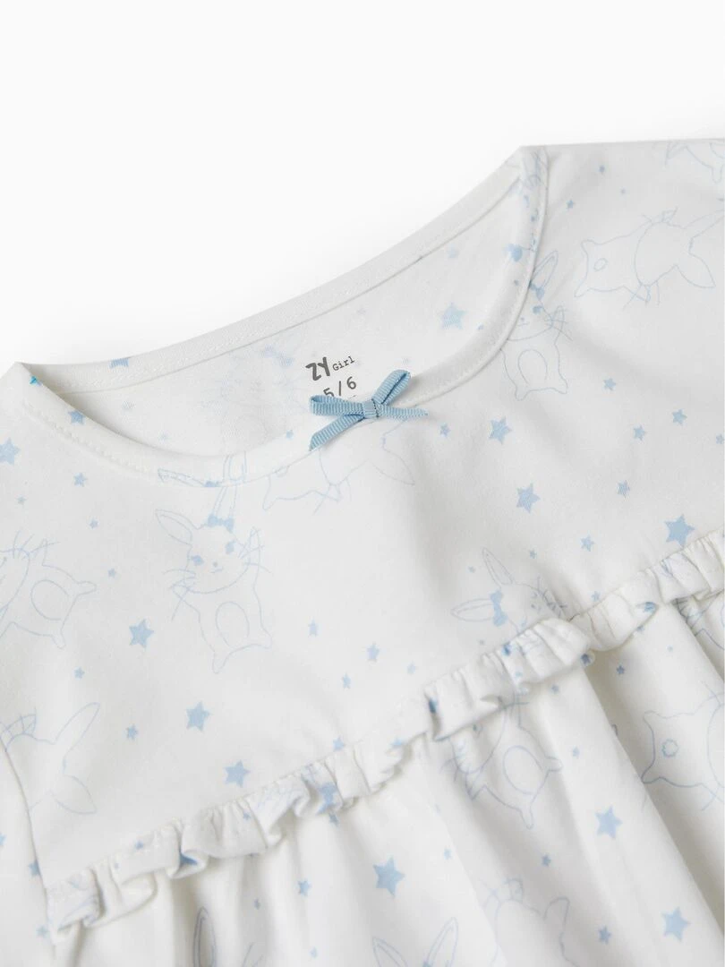 Pyjama en Coton Fille 'Bunny' manches longues  ESSENTIALS LINE   Blanc