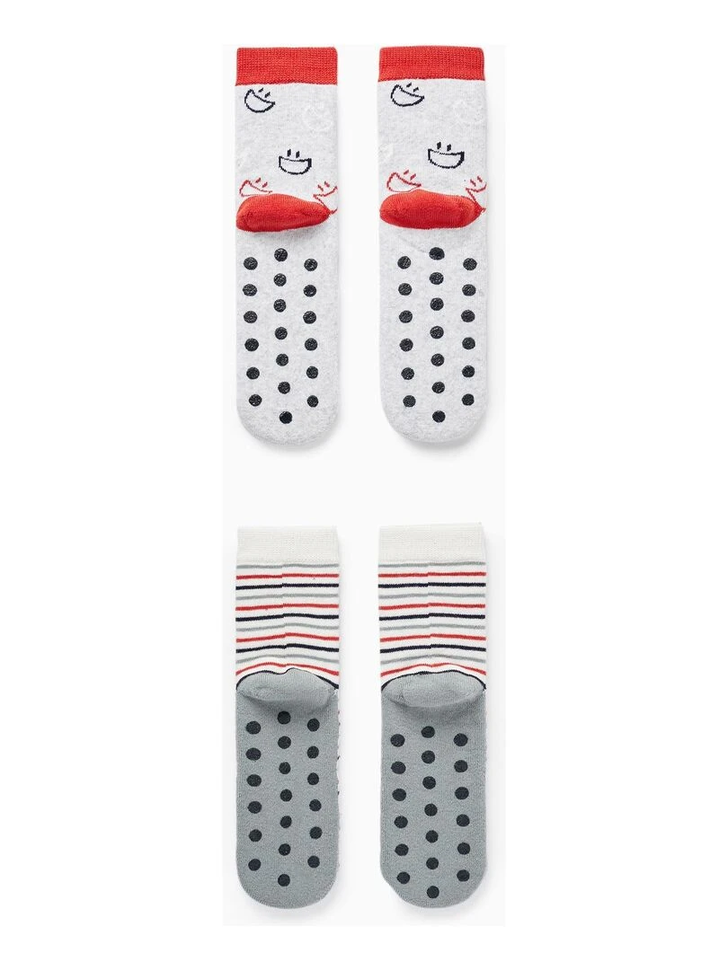 Pack 2 Paires de Chaussettes Épaisses Antidérapantes pour Garçon 'Smile' TALENTS NIGHT Multicolore