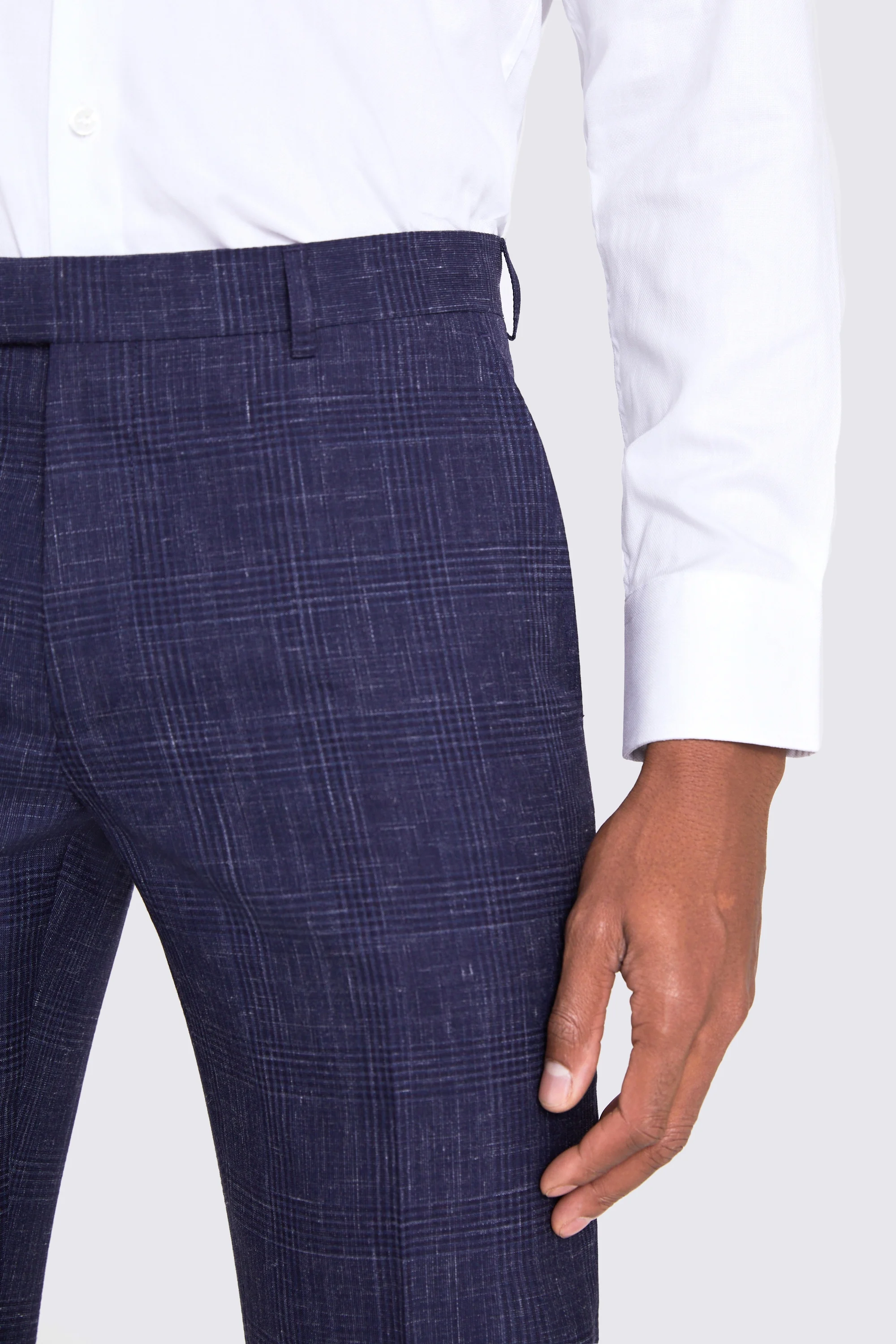 Italian Slim Fit Blue Check Trousers   Buy Online at Moss