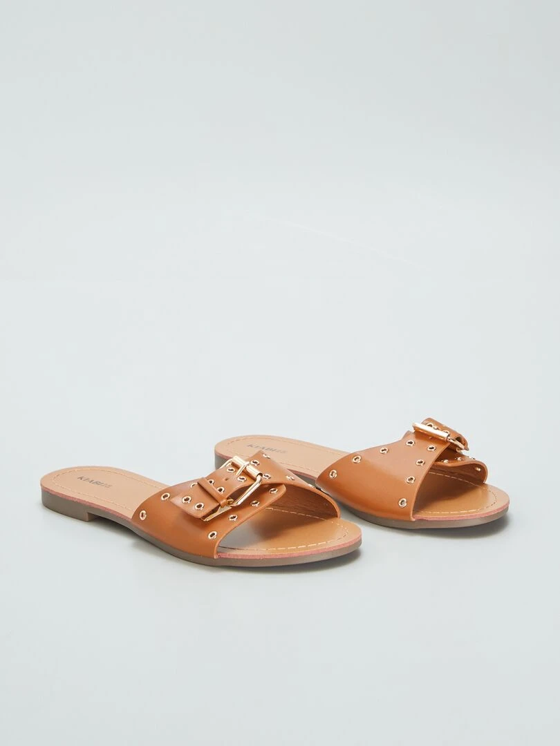 Mules avec brides à boucles Marron