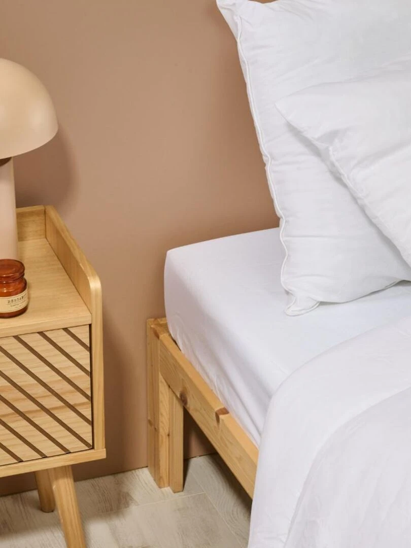 Bleu Câlin   Drap housse uni Percale de coton 80 fils/cm²   Blanc