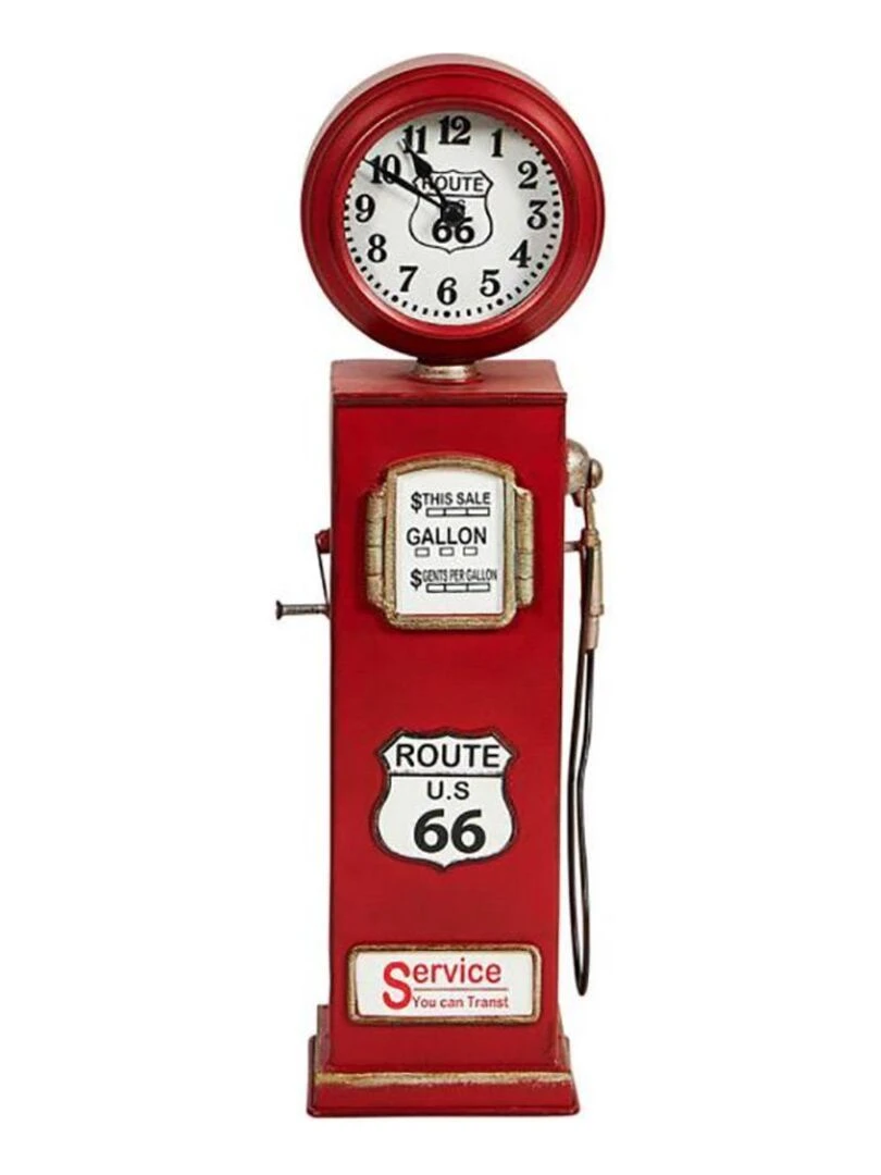 Horloge métal verre Route 66 Rouge