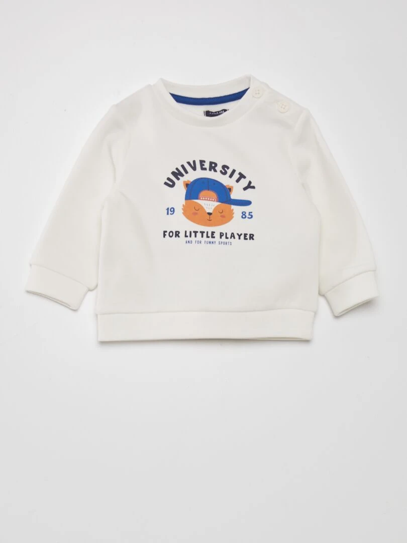 Ensemble jogging sweat + pantalon   2 pièces   Blanc/bleu électrique