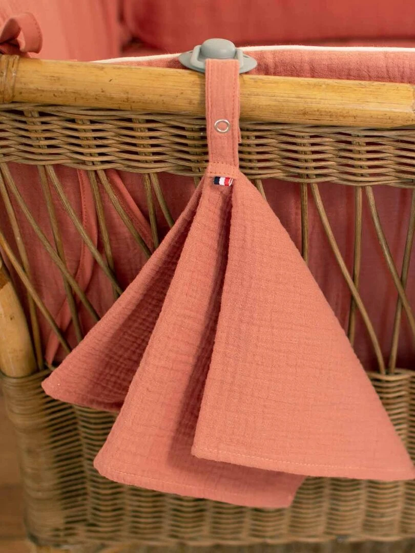 Doudou lange attache tétine en gaze de coton  Jeanne   Blanc