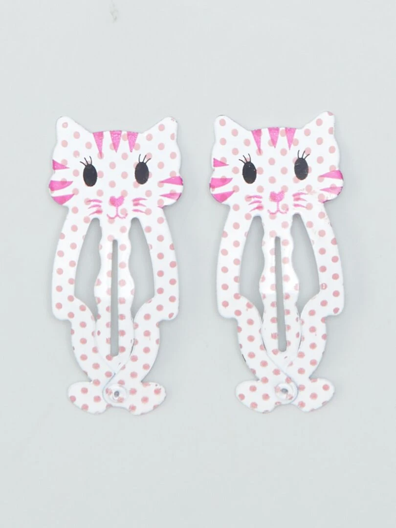 Lot de 4 barrettes clic clac Blanc/rose