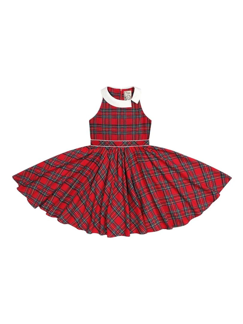 Robe de Noël Fille  Carrx Tartan Rouge  HEPBURN   'LA FAUTE A VOLTAIRE'   Rouge