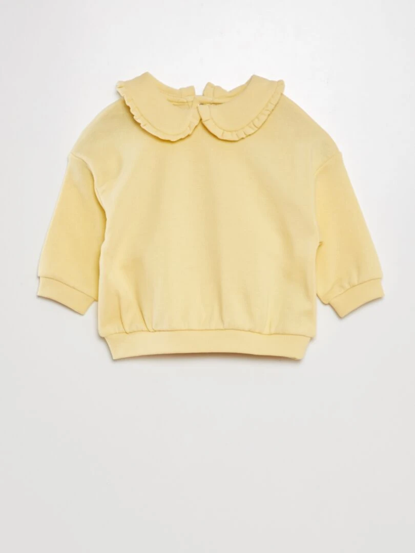 Sweat en coton à col claudine Jaune