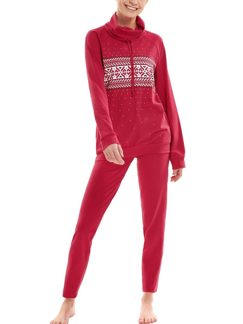 Pyjama leggings top manches longues Starlight Rouge