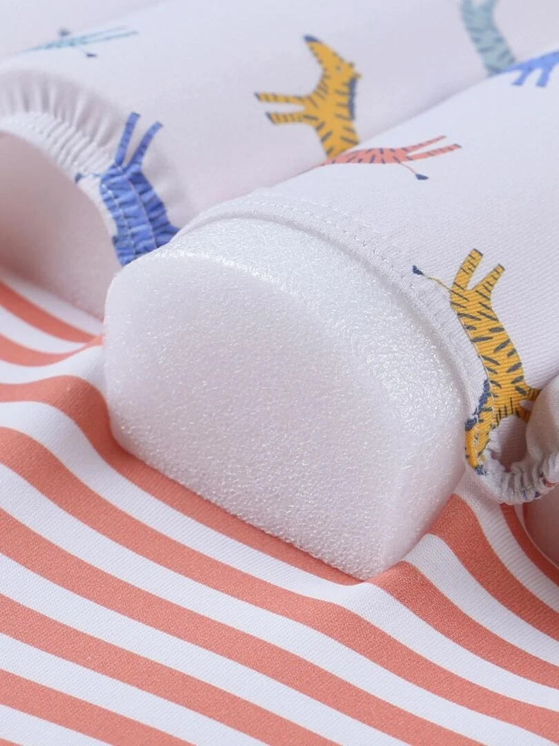 Maillot bouée rayé à imprimés  rouge/écru   Archimède   Orange