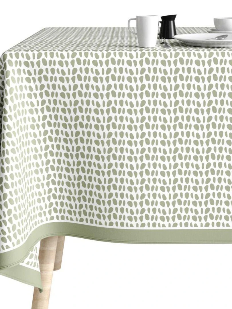 Nappe rectangulaire anti tache en Coton   Raza Sauge   Vert