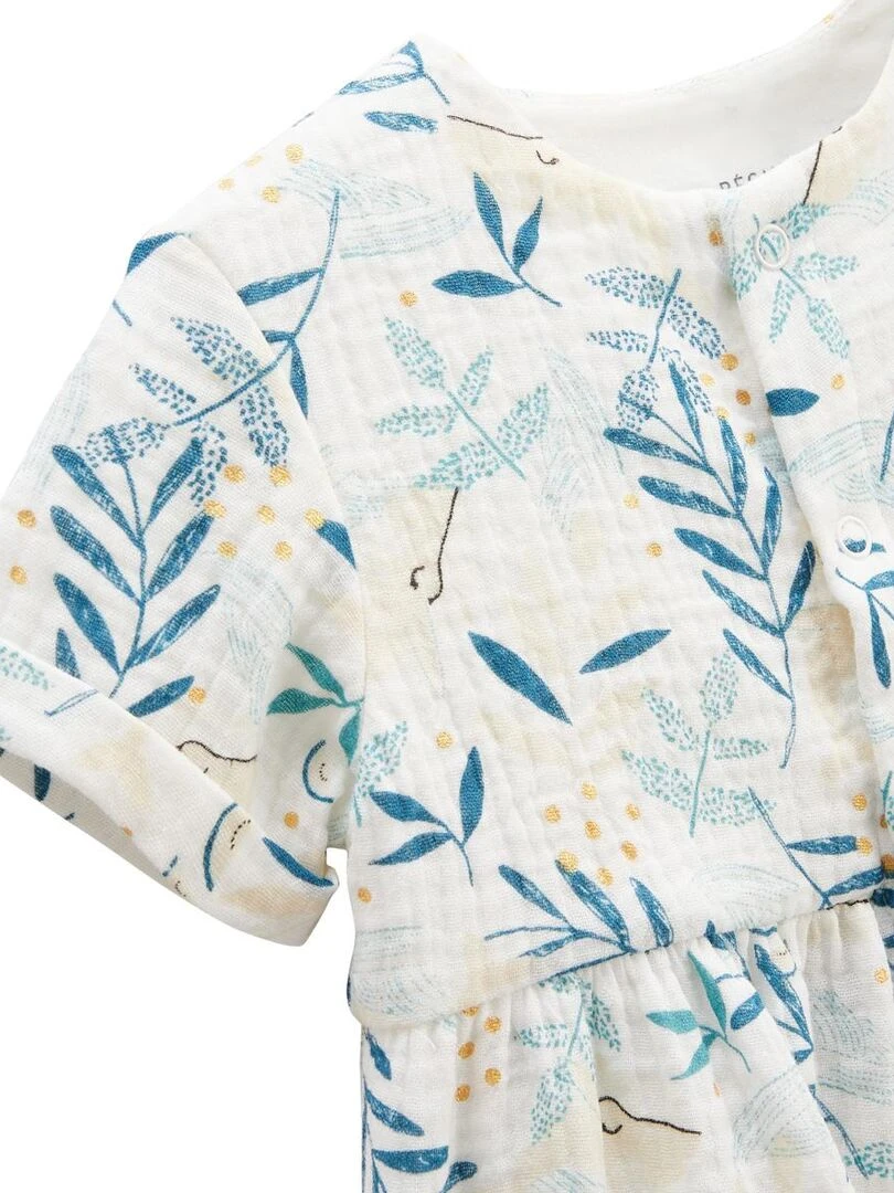 Ensemble robe bébé et bloomer en gaze de coton Iskia   Ecru