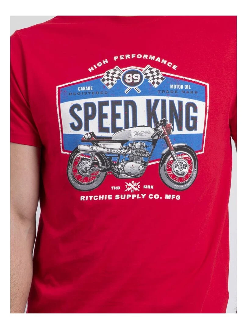 T shirt col rond pur coton NELORIC   Rouge