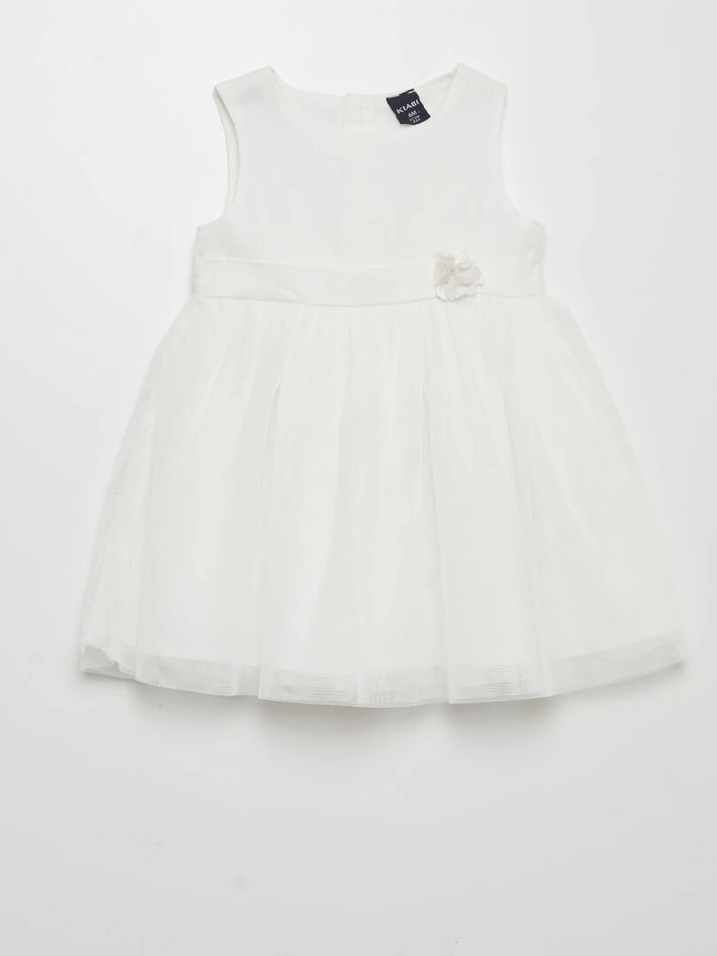 Robe évasée en tulle blanc