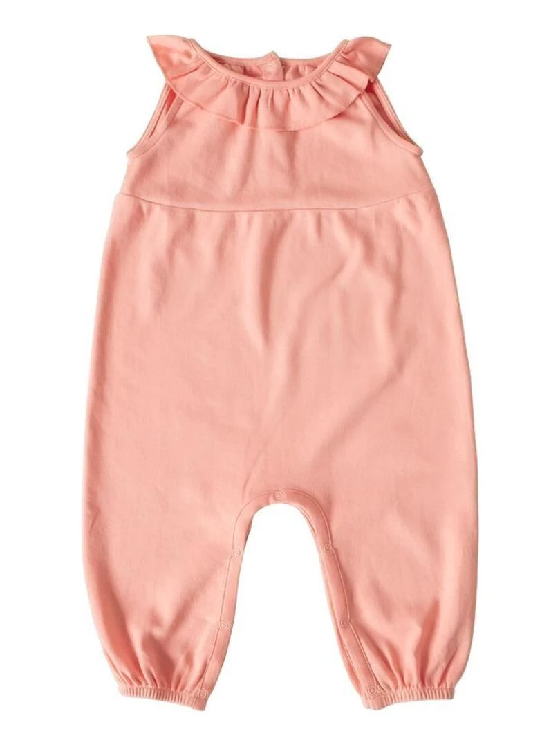 Combinaison Bébé à Volant en Coton Pima Bio Rose saumon