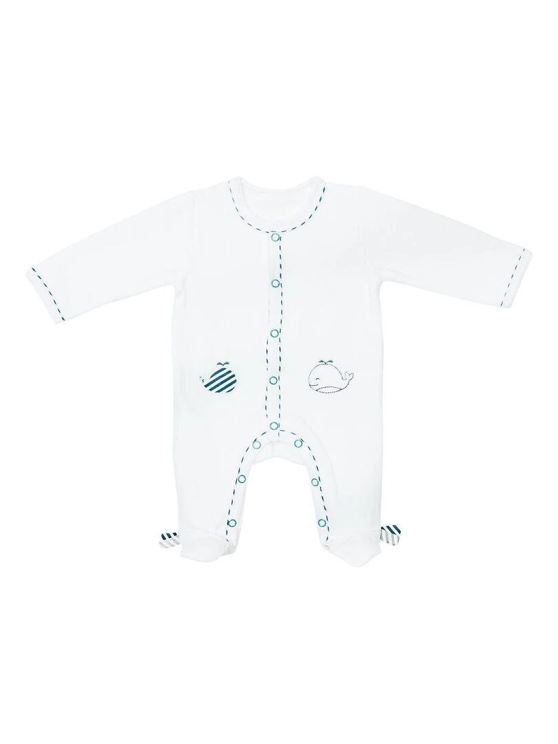 Pyjama bébé à manches longues en velours SAUTHON Blanc Blanc