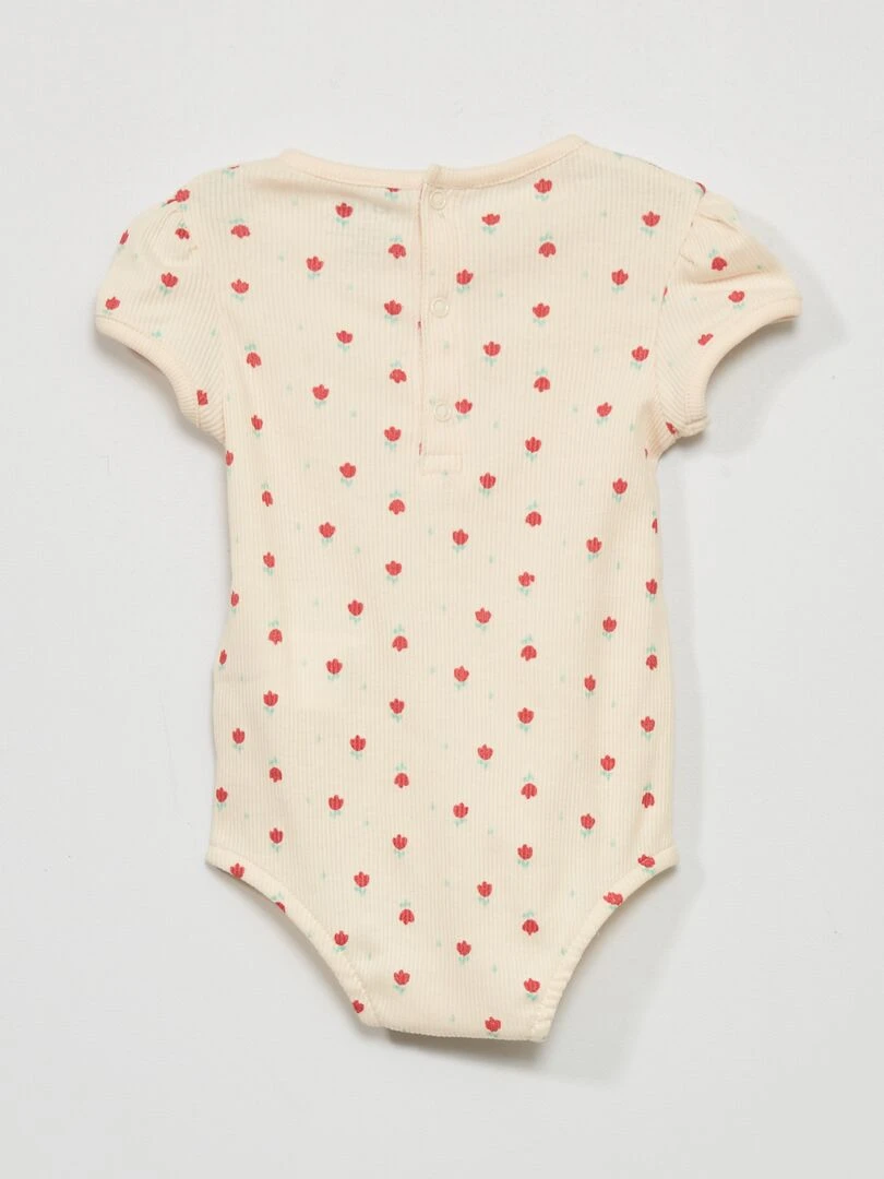 Body côtelé à motif   Rose