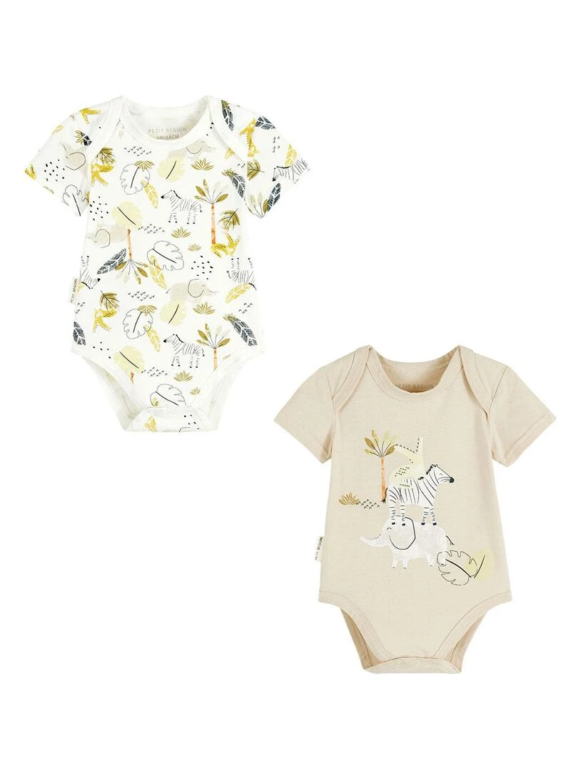 Lot de 2 bodies bébé manches courtes Zagora Beige sable