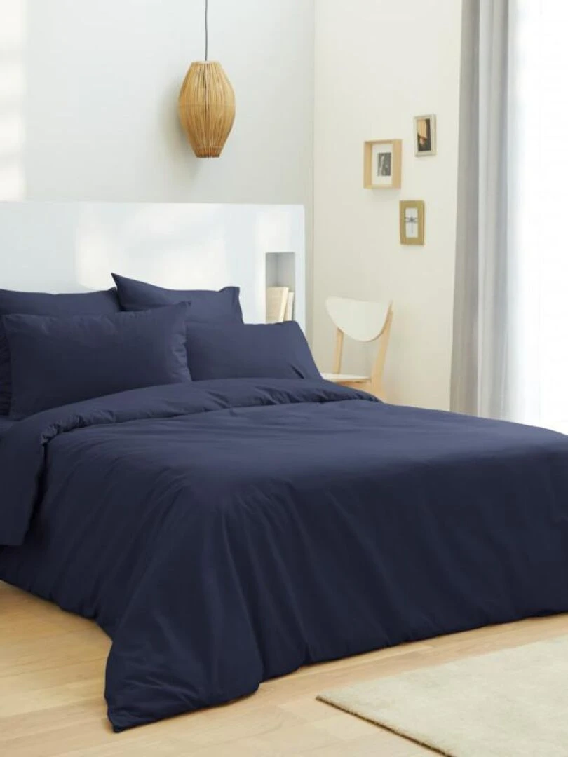 Housse De Couette Marine 260 X 240 Cm / 100% Coton / 57 Fils/cm² Pour Lit 2 Places "king Size" Bleu foncé