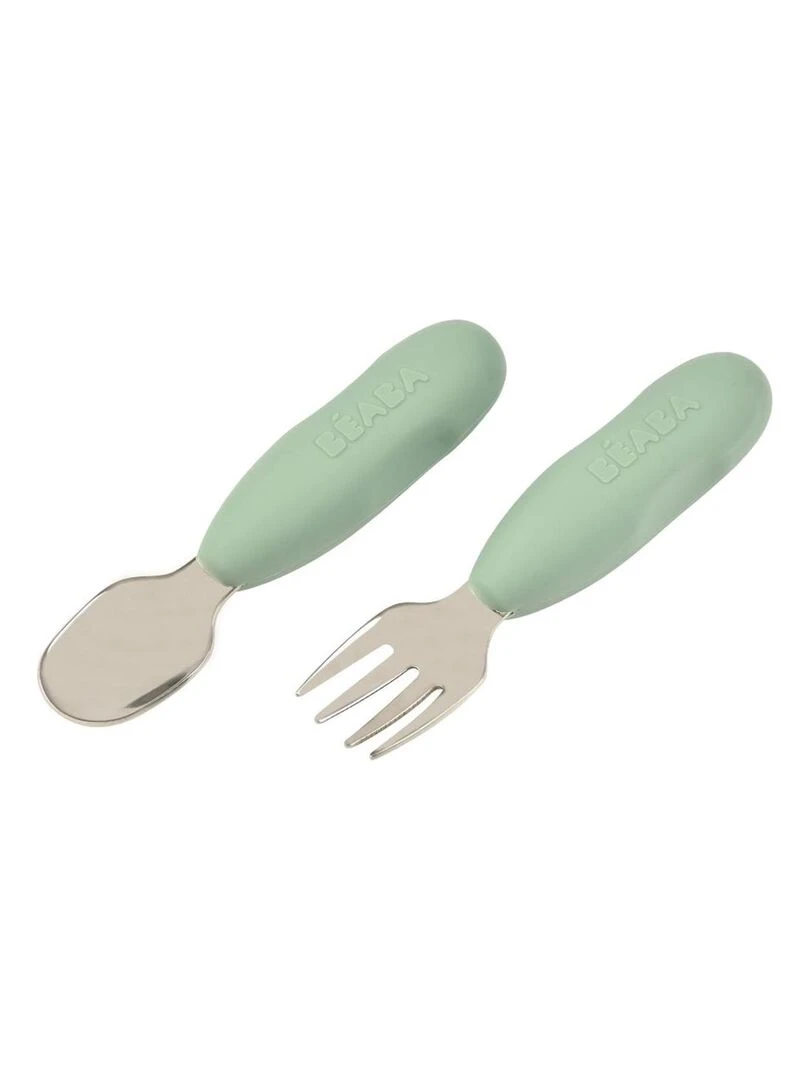 Lot de 2 pré couverts inox   sage green   Vert