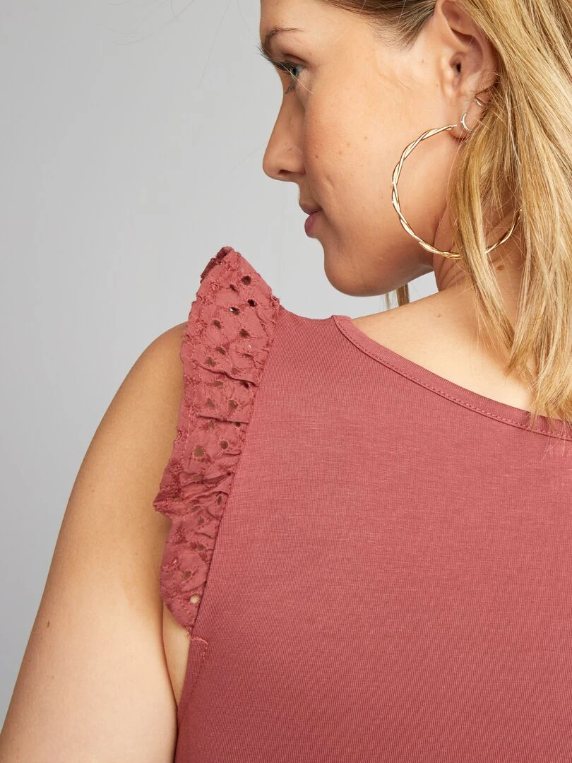 Top allaitement avec ouverture poitrine   rouge brique