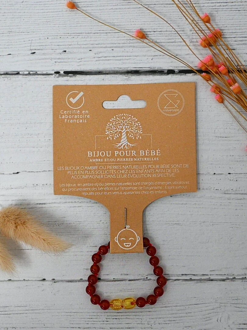 Bracelet Bébé   Pierres naturelles : Cornaline   Rouge