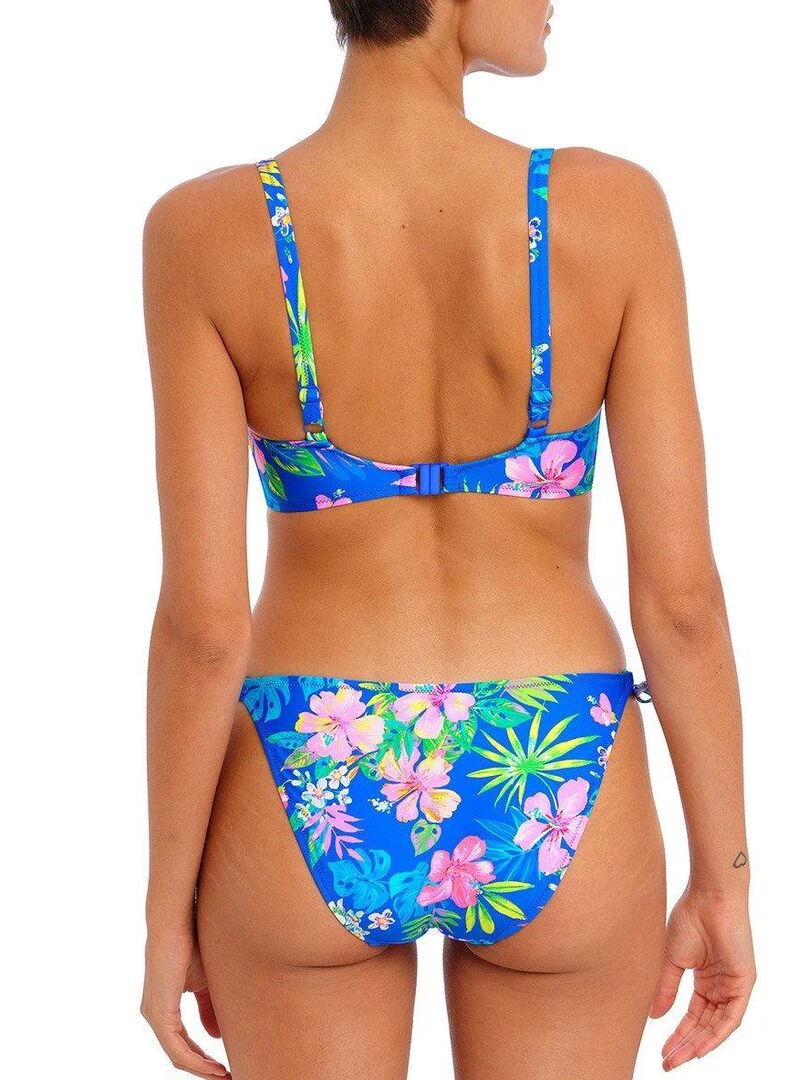 Bas de maillot à nouettes imprimé floral Hot Tropics   Bleu
