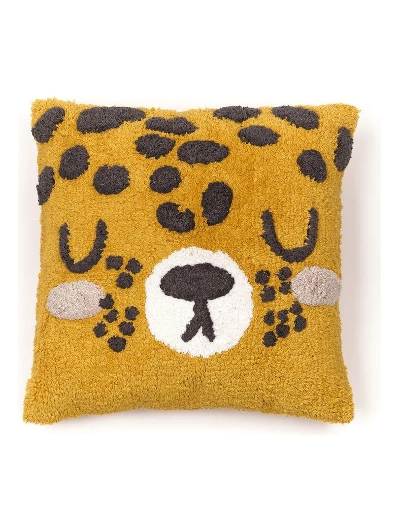 Coussin déhoussable tufté 'FUNNY LEOPARD' 'TODAY' Marron