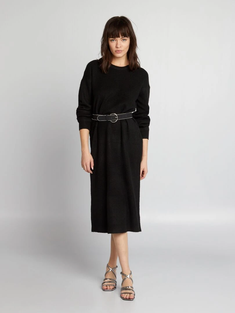 Robe pull longueur midi Noir uni