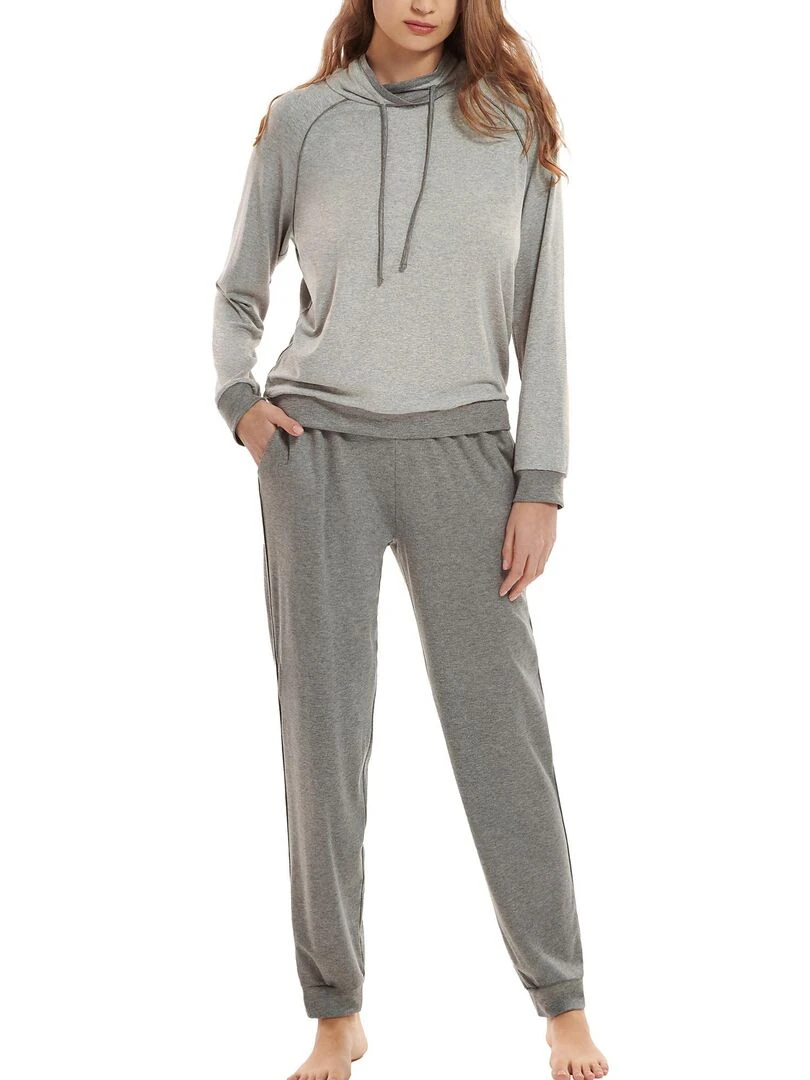 Pyjama pantalon top manches longues Kelly Gris