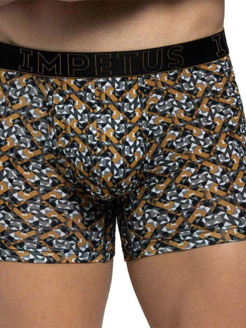 Boxer Venise en coton et lyocell à motif graphique Jaune