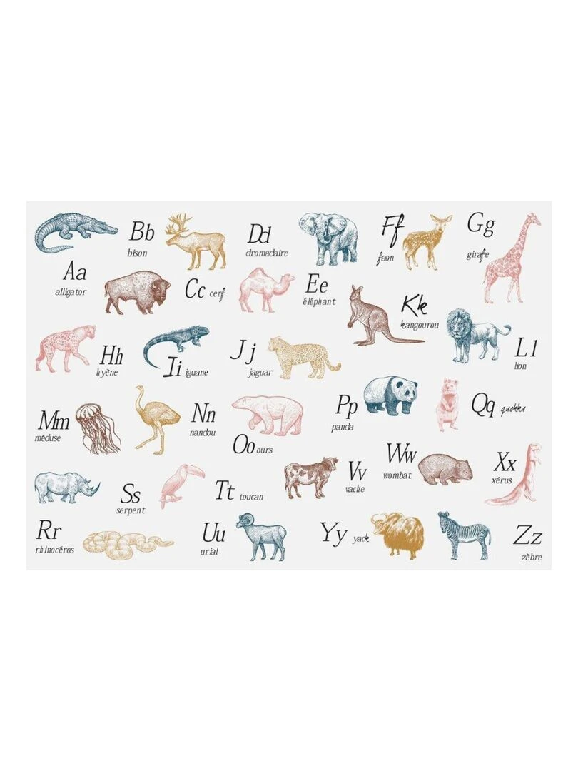 Sticker animaux alphabet 50x70 cm Blanc