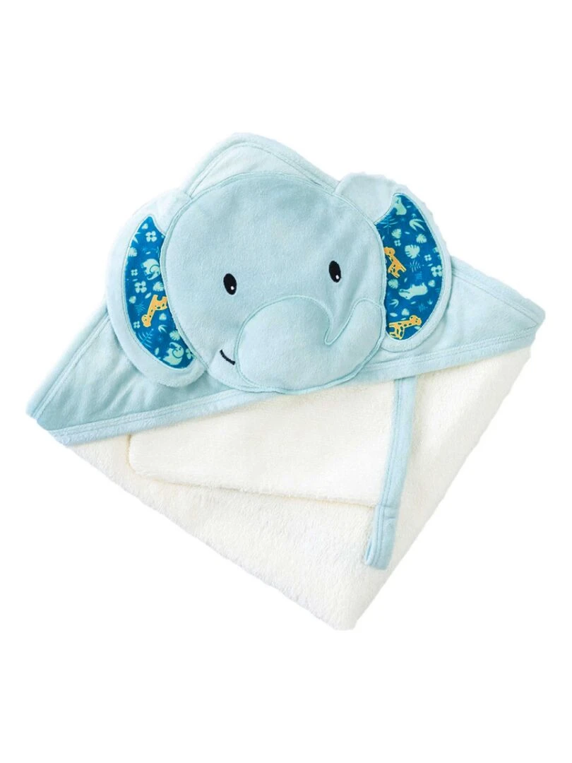 Cape de bain + gant Mo l'éléphant Zanimo (75 x 75 cm) Bleu