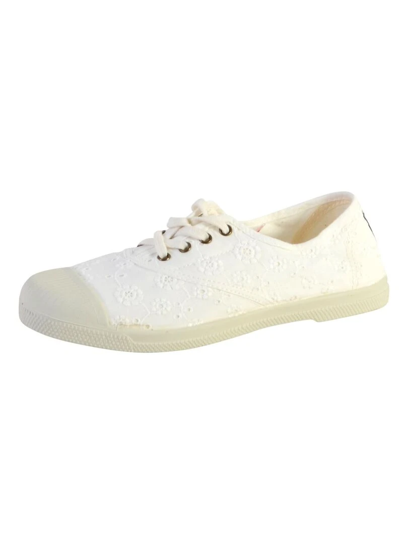 Tennis Lacet Natural World Ingles Bordado Tintado Blanc
