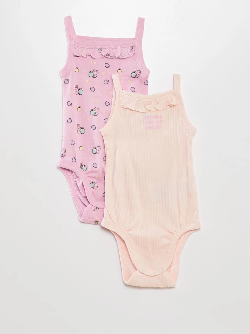 Lot de 2 bodies à fines bretelles Rose