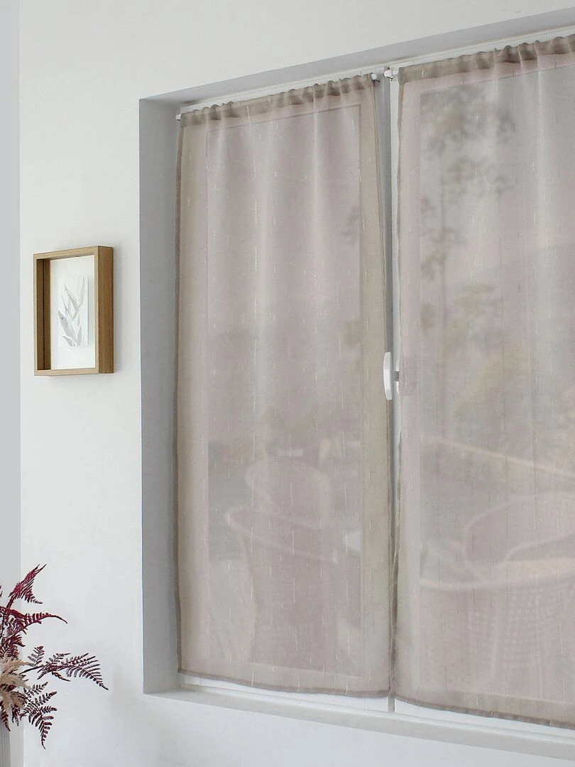 Paire de vitrages aux fils tissés argentés Beige