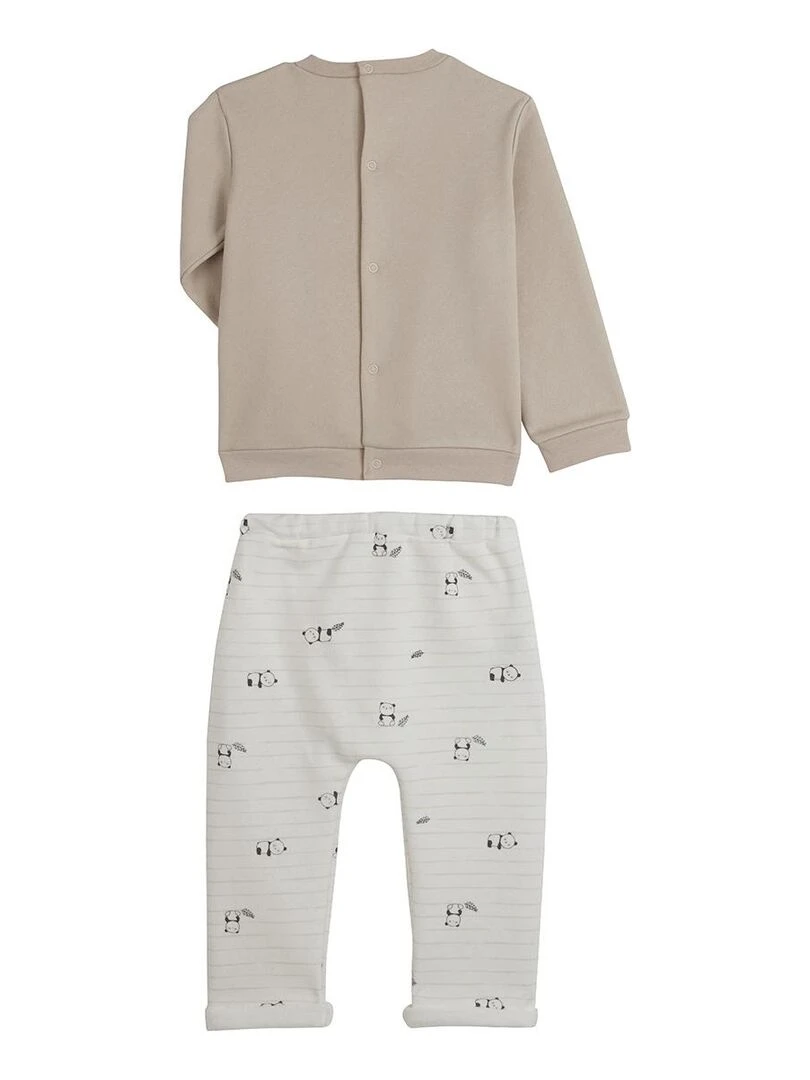 Ensemble sweat et pantalon bébé mixte en molleton Mini Panda Beige sable