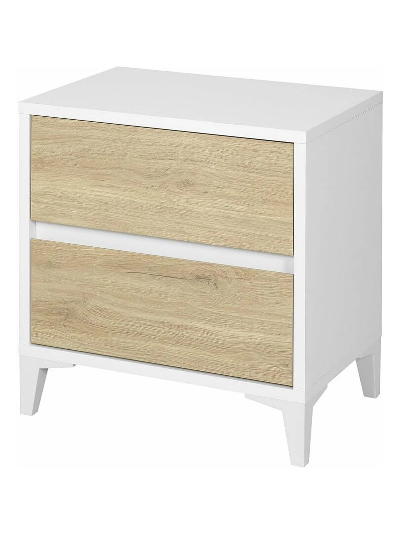 Chevet 2 tiroirs Kira AKITEN RETAIL Blanc Marron