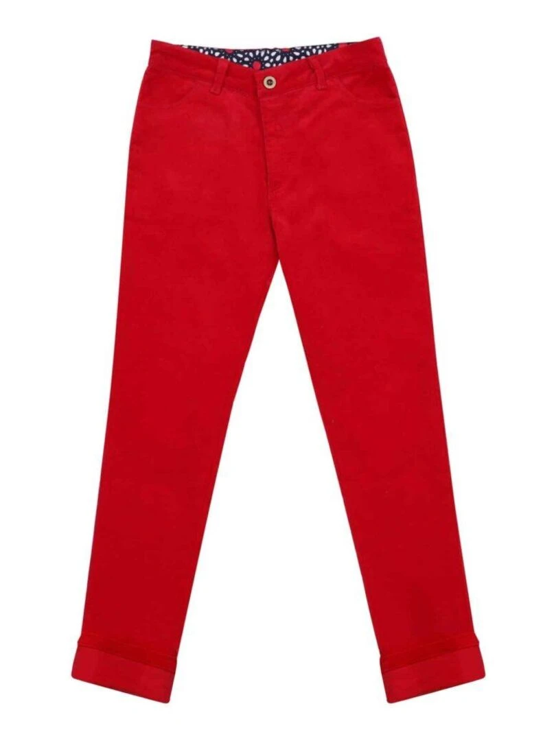 Pantalon Slim Fille  Velours Rouge Stretch  MORGAN   'LA FAUTE A VOLTAIRE'   Rouge