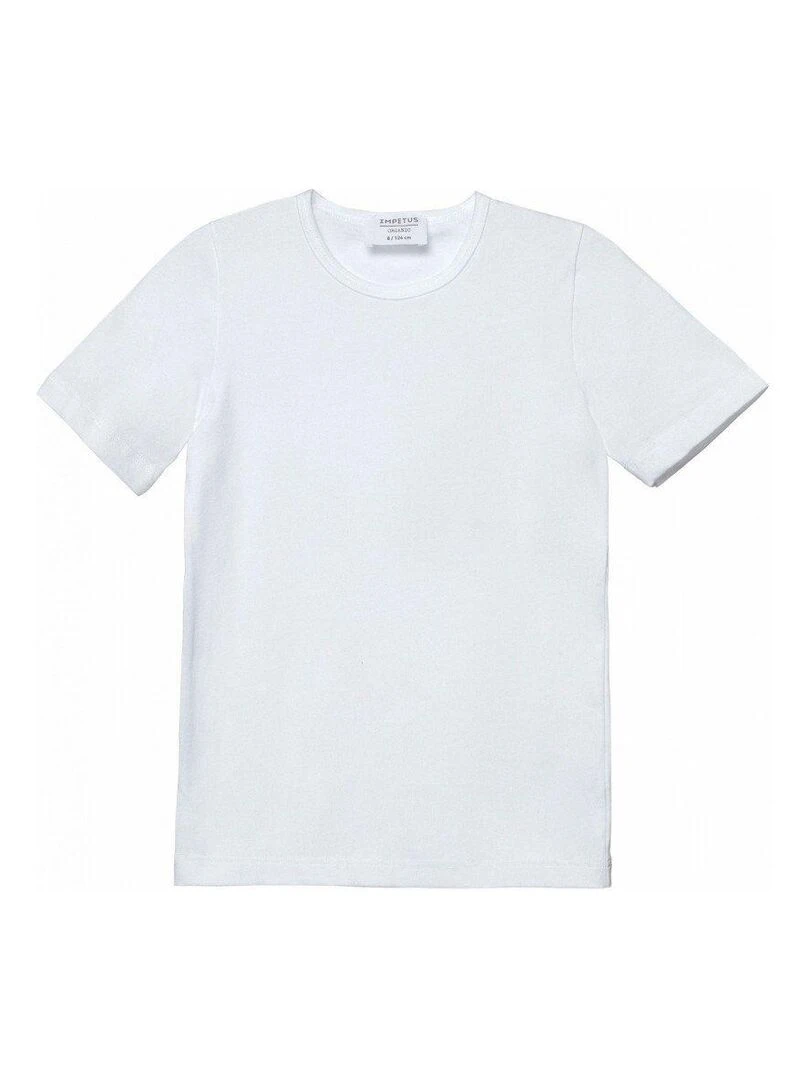 T shirt tricot de peau manches courtes en coton bio   Blanc