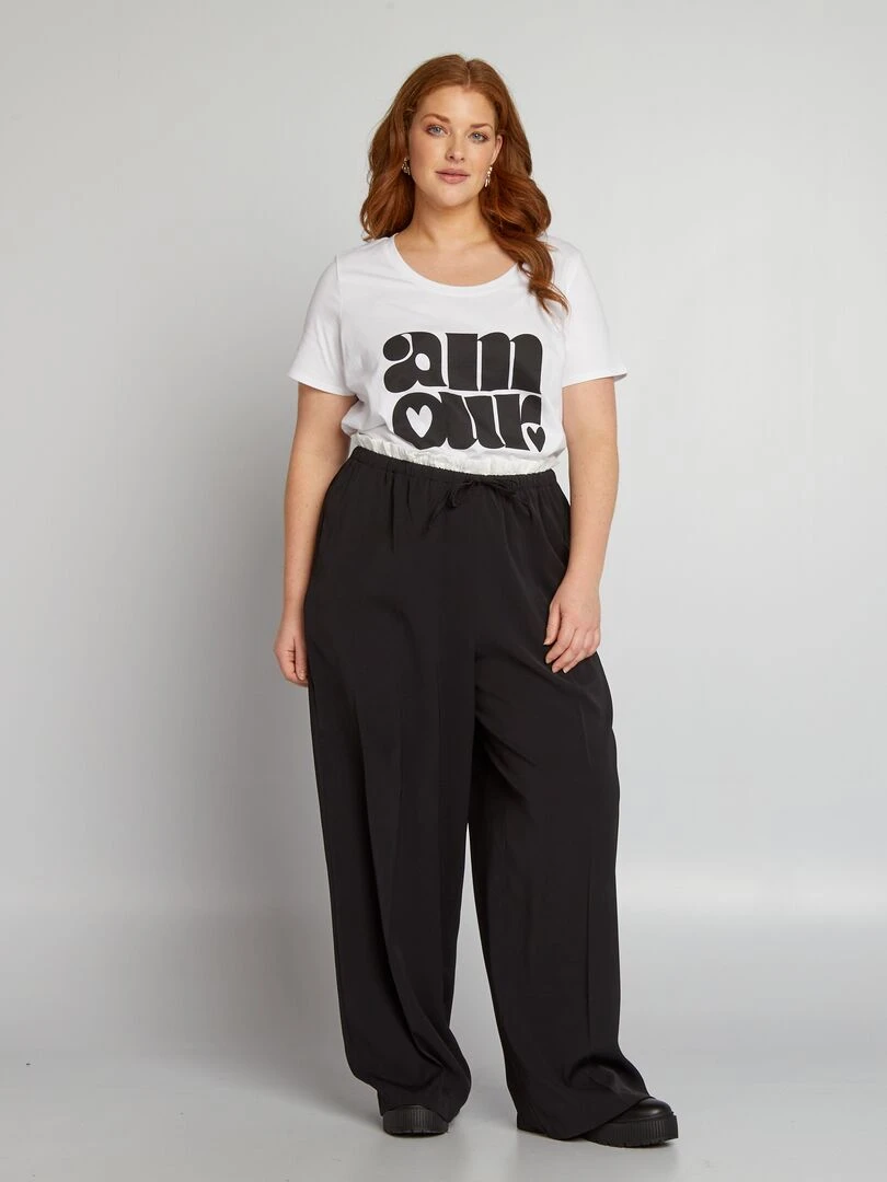 Tee shirt en coton avec imprimé Blanc/noir