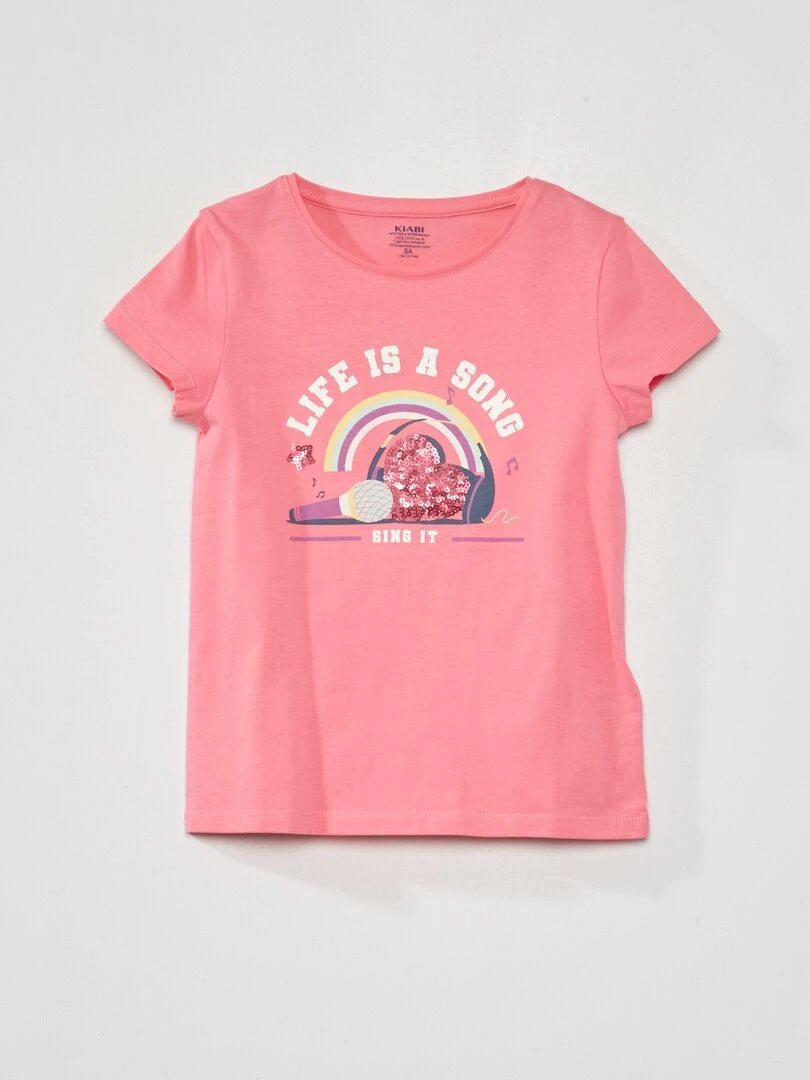 T shirt en jersey avec animation ludique ROSE