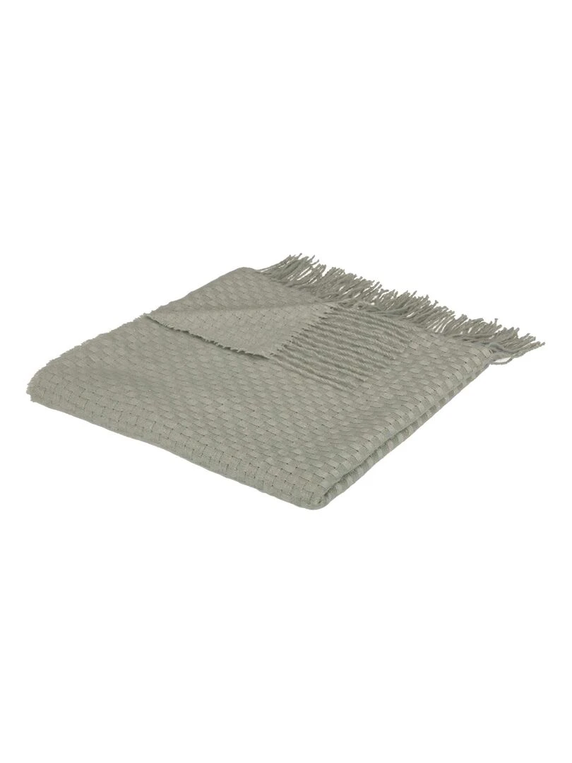 Plaid frangé au style rétro Bleu céladon