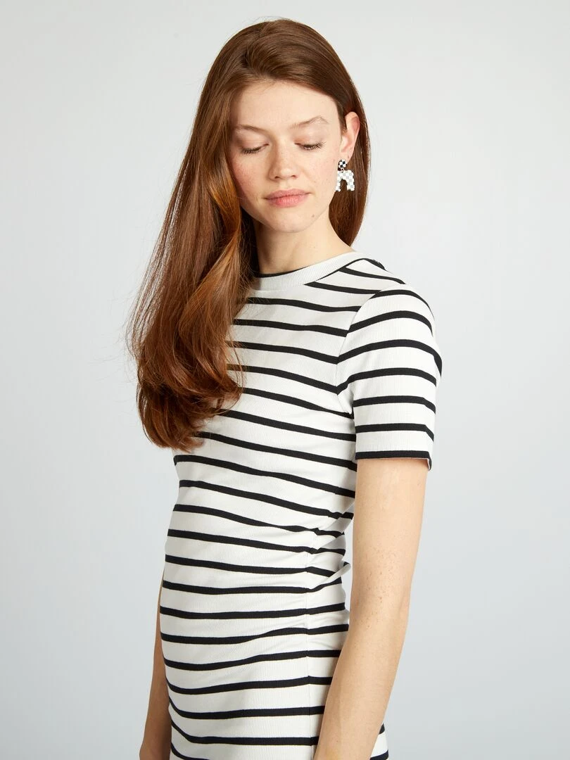 Robe en jersey côtelé   Marinière
