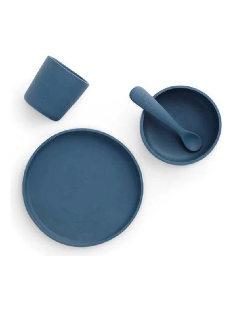 Coffret de table bébé Silicone Jeans Bleu (4pcs) Jollein Bleu