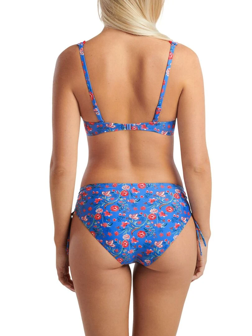 Bas maillot slip de bain taille haute côtés froncés Java   Bleu