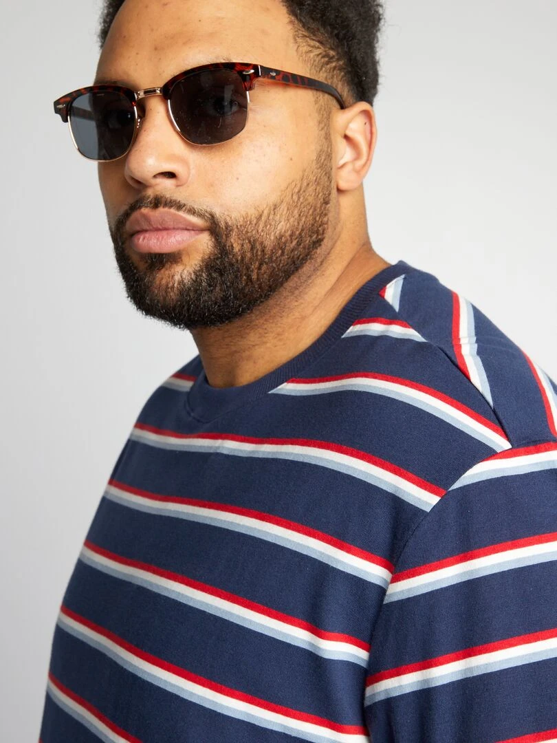 T shirt rayé en jersey   Bleu marine