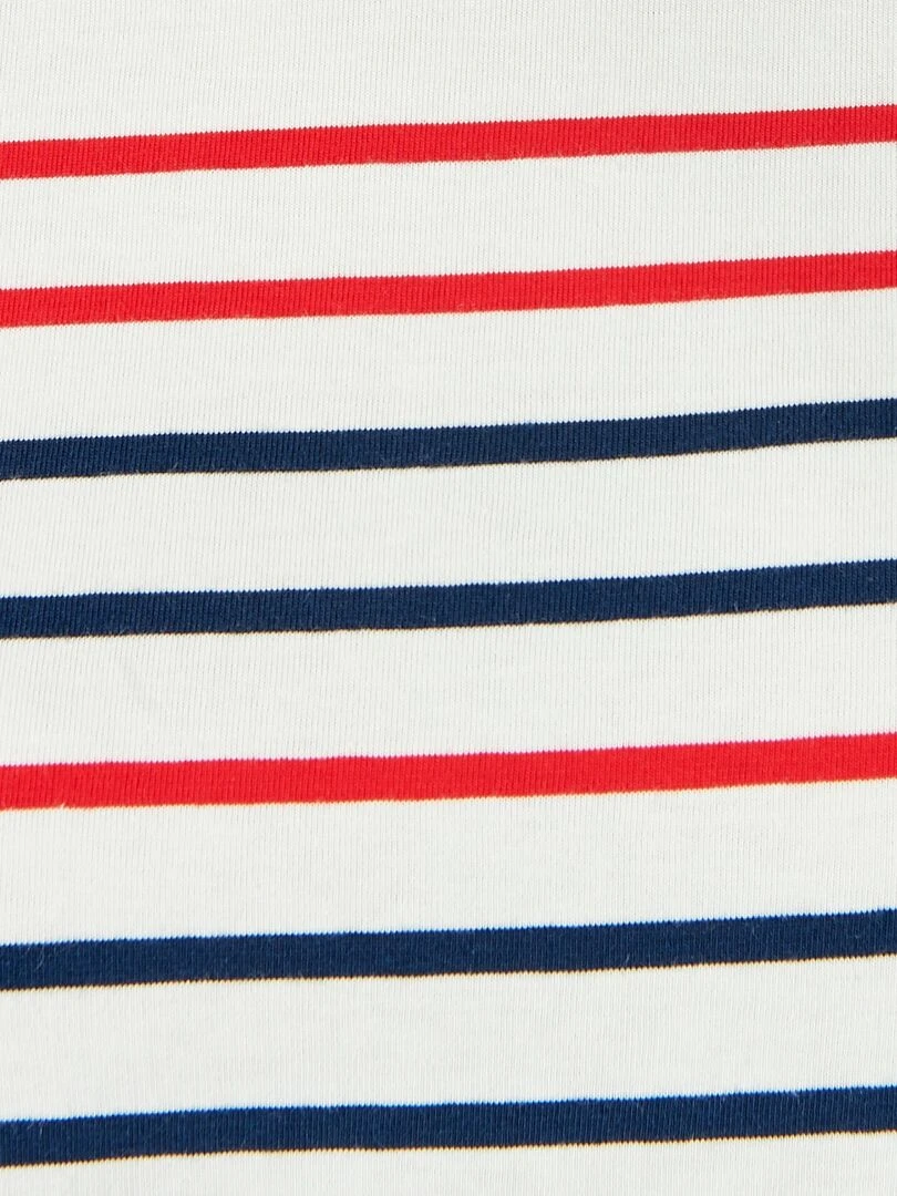 Tee shirt marinière en pur coton manches 3/4   Damart   Blanc Rouge