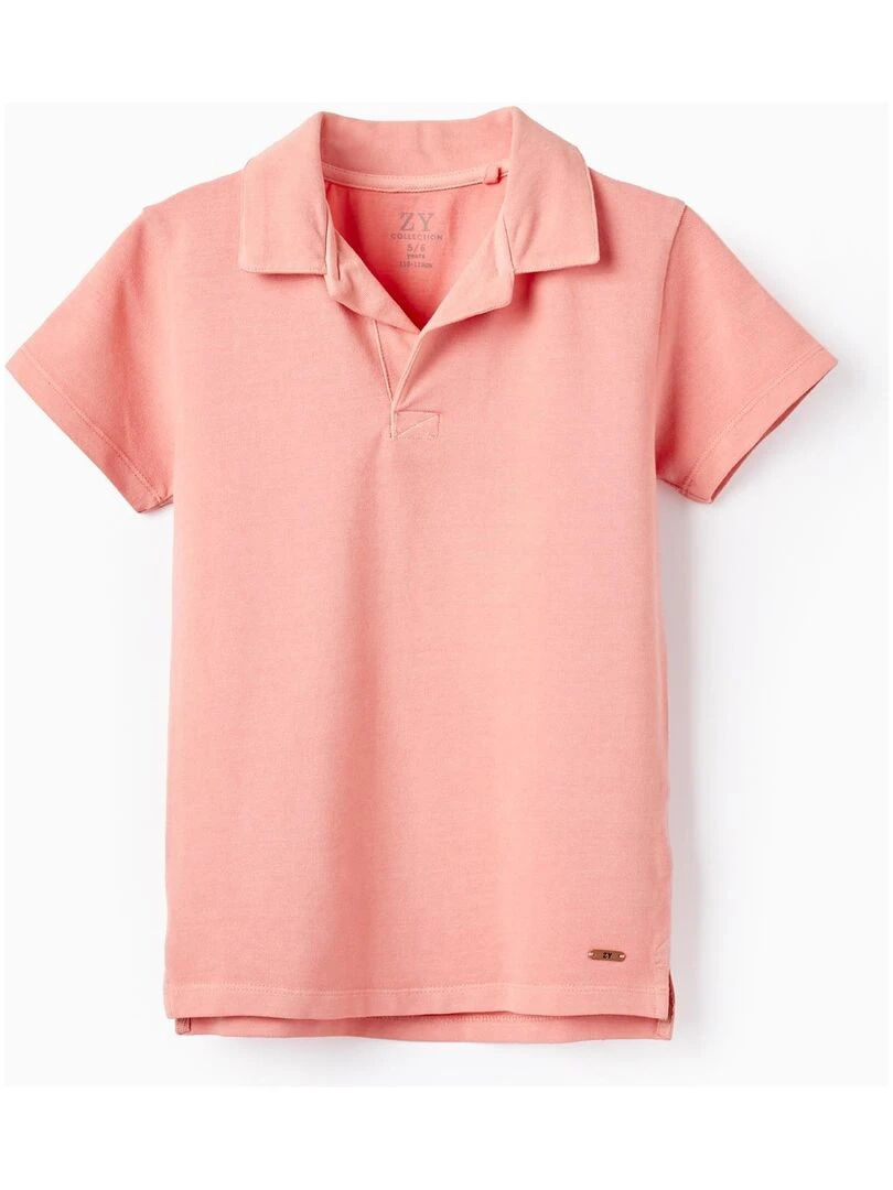 Polo Sans Boutons En Coton Pour Garçon manches courtes Rose