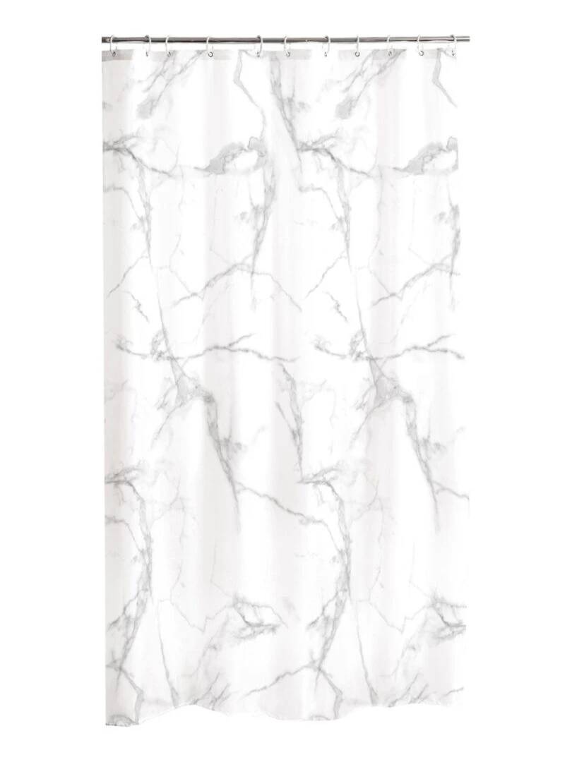 Rideau de douche 180x200 cm effet Marbre Blanc