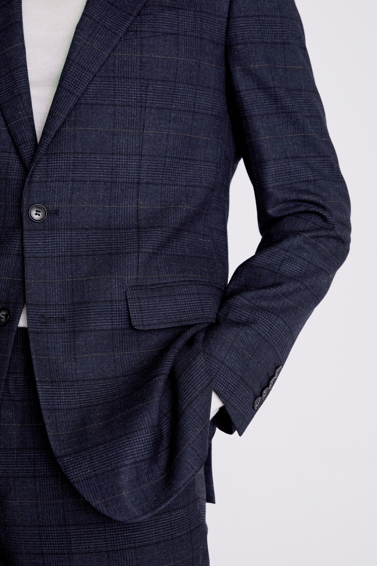 Italian Slim Fit Royal Blue Flannel Jacket   Buy Online at Moss
